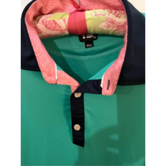 Footjoy FJ Men’s Green Polo Sz L Short Sleeve Split Hem Golf - Picture 2 of 9